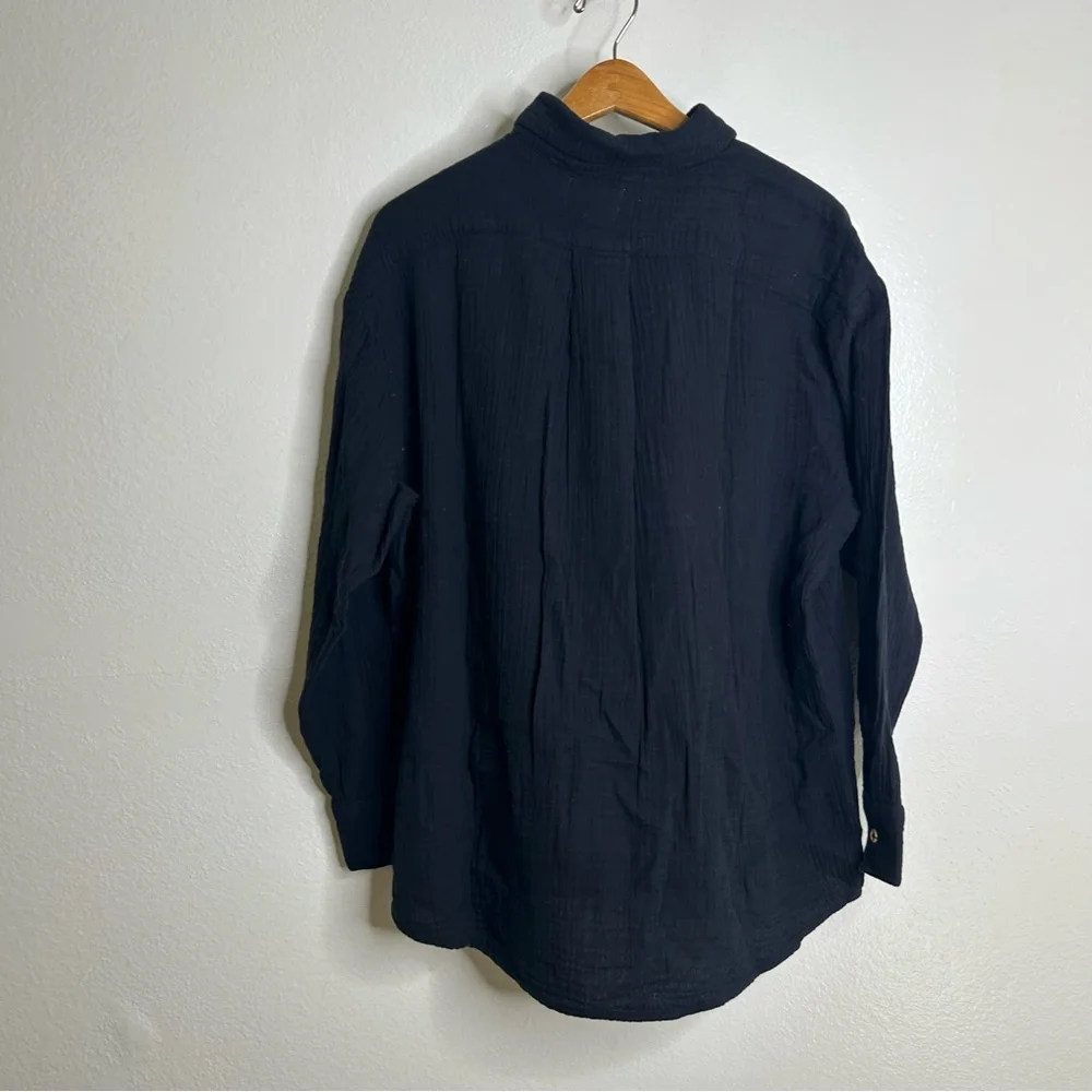 NWT MATE The Label 100% Organic Cotton Gauze Button Down Shirt in Black Size S